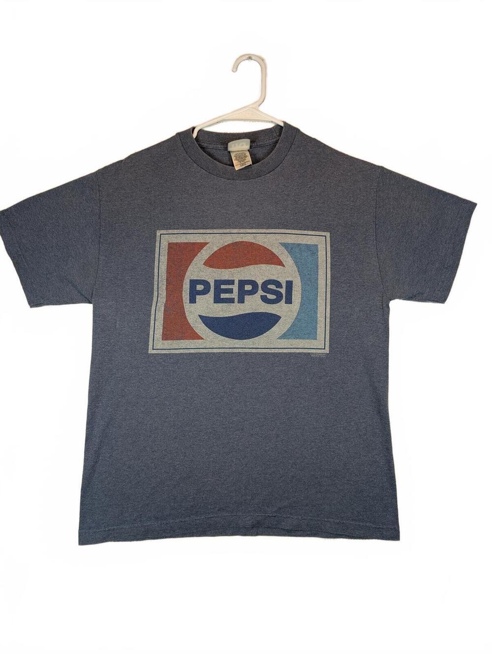 Pepsi Vintage Logo Graphic Soda Promo T-Shirt Mens Medium Heather Blue